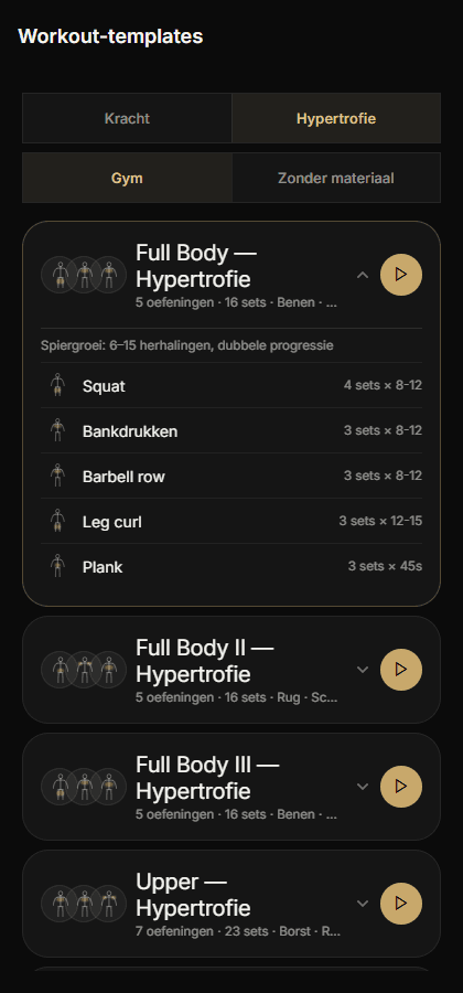 De workout-templates van Athverge: ruim zestig kant-en-klare workouts om direct te starten